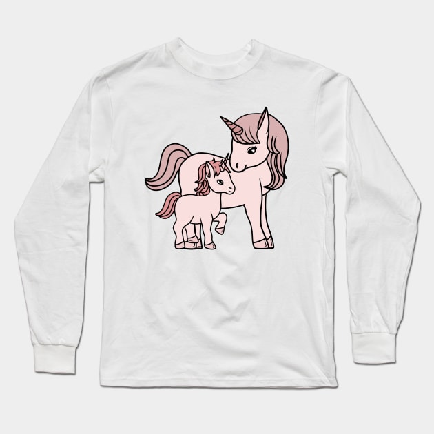 Unicorn, Mother and Child, Unicorns Mothers Day Gift Long Sleeve T-Shirt by dukito